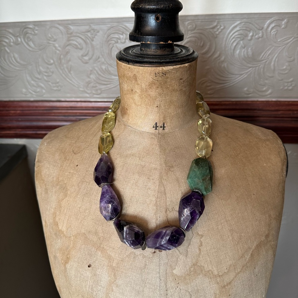 Lana Matskiv Artisan Amethyst Quartz Jade Necklace